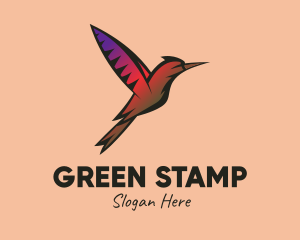 Gradient Hummingbird Flying logo design