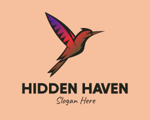 Gradient Hummingbird Flying logo design