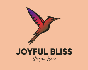 Gradient Hummingbird Flying logo design