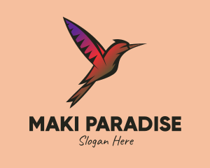 Gradient Hummingbird Flying logo design