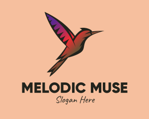 Gradient Hummingbird Flying logo design