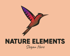 Gradient Hummingbird Flying logo design