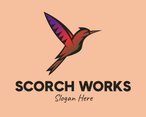 Gradient Hummingbird Flying logo design