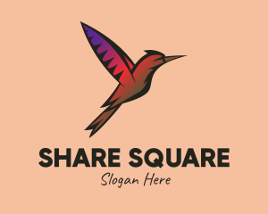 Gradient Hummingbird Flying logo design