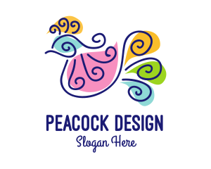 Colorful Peacock Bird logo