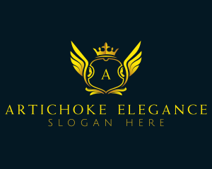 Elegant Crown Wing logo design