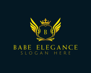 Elegant Crown Wing logo design