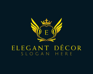 Elegant Crown Wing logo design