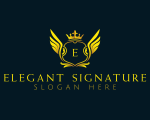 Elegant Crown Wing logo design