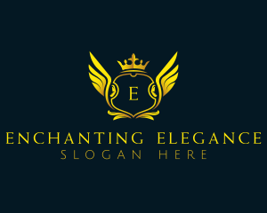 Elegant Crown Wing logo design