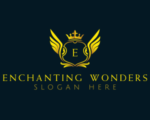 Elegant Crown Wing logo design