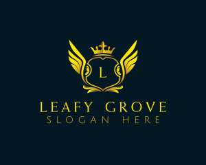 Elegant Crown Wing logo design