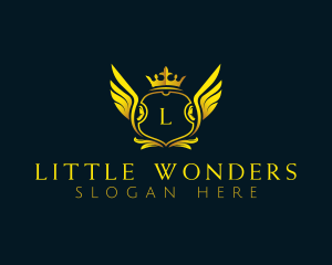 Elegant Crown Wing logo design