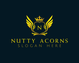 Elegant Crown Wing logo design