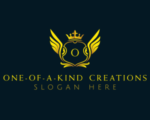 Elegant Crown Wing logo design