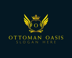 Elegant Crown Wing logo design