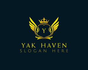 Elegant Crown Wing logo design