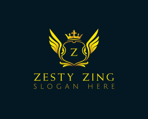 Elegant Crown Wing logo design