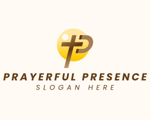 Christian Church Cross Letter P logo design