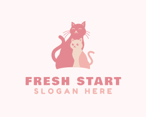 Pink Cat & Kitten Pet logo design