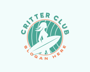 Woman Surfer Surf Club logo design