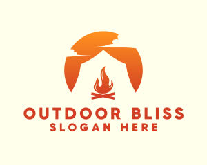 Sunset Camping Bonfire logo design