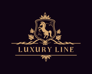 Luxury Crown Horse Stallion logo design