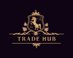 Luxury Crown Horse Stallion logo design