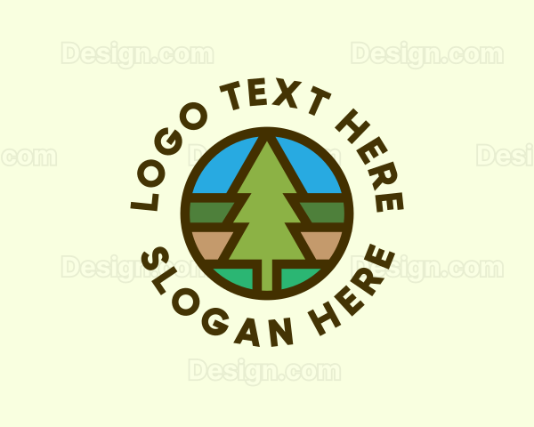 Pine Tree Camping Badge Logo