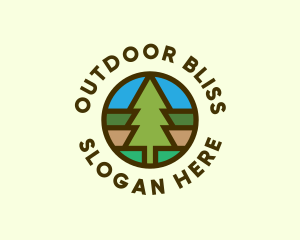 Pine Tree Camping Badge logo design