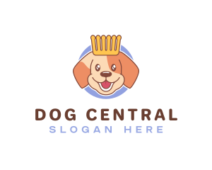 Puppy Comb Crown logo design