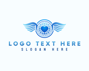 Globe Wings Heart logo