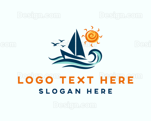 Tropical Ocean Sailboat Logo