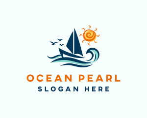 Tropical Ocean Sailboat logo design