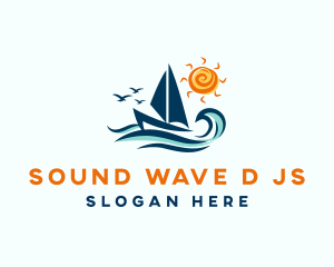 Tropical Ocean Sailboat logo design