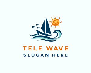 Tropical Ocean Sailboat logo design