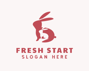 Red Rabbit & Bunny logo design