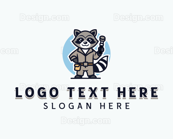 Raccoon Handyman Hammer Logo