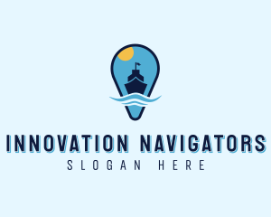 Location Pin Ship logo design