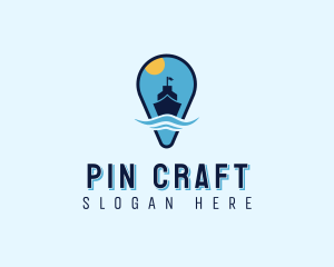Location Pin Ship logo design