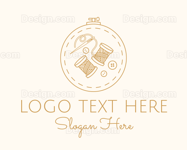 Button Spool Sewing Fabric Logo