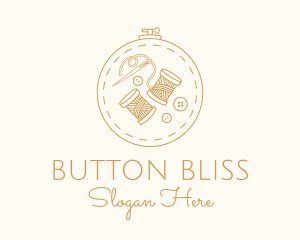 Button Spool Sewing Fabric logo design