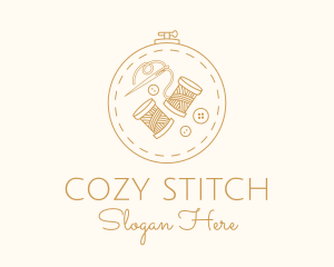 Button Spool Sewing Fabric logo design