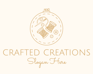 Button Spool Sewing Fabric logo design