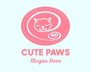 Pink Sleepy Cat logo design