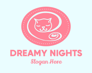 Pink Sleepy Cat logo design