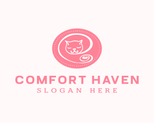 Pink Sleepy Cat logo design