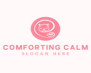 Pink Sleepy Cat logo design