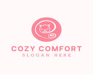 Pink Sleepy Cat logo design