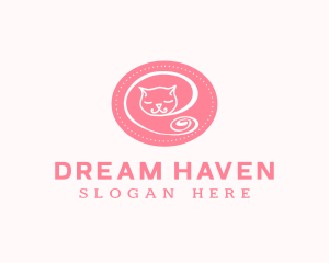 Pink Sleepy Cat logo design